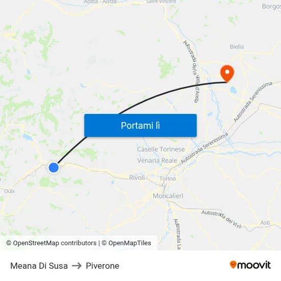 Meana Di Susa to Piverone map