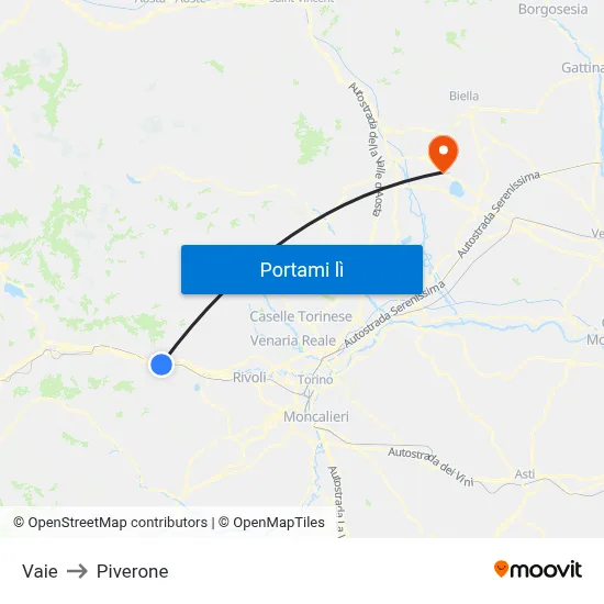 Vaie to Piverone map