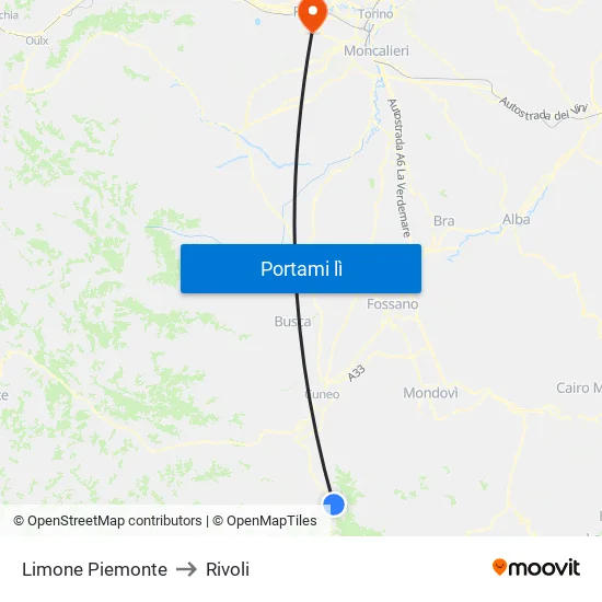 Limone Piemonte to Rivoli map