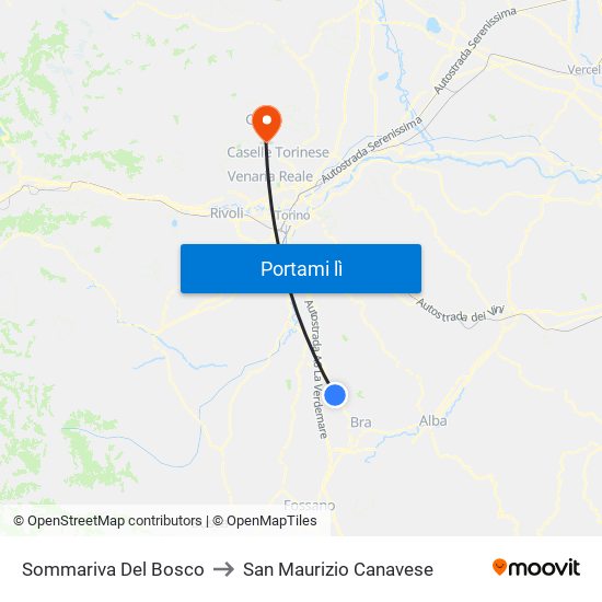 Sommariva Del Bosco to San Maurizio Canavese map