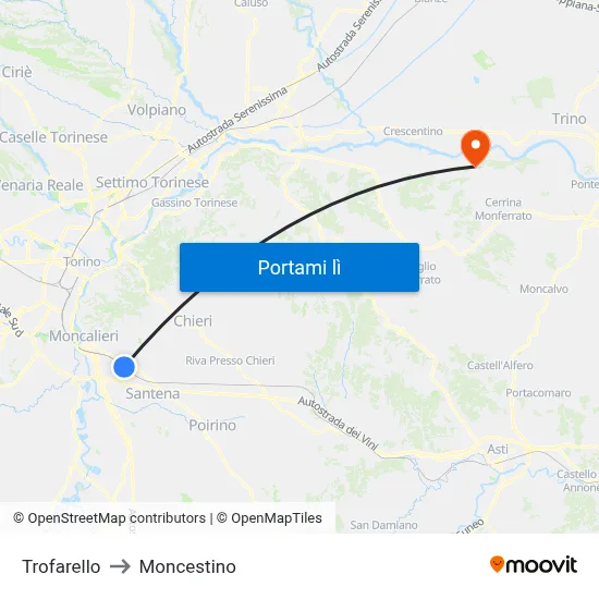 Trofarello to Moncestino map