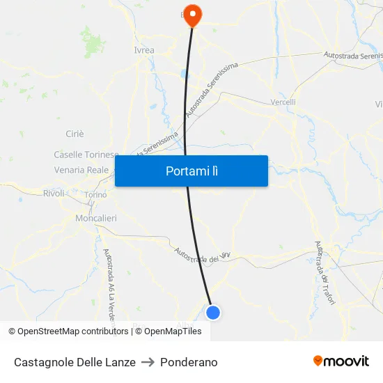 Castagnole Delle Lanze to Ponderano map