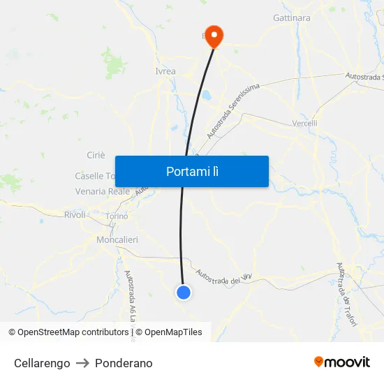 Cellarengo to Ponderano map