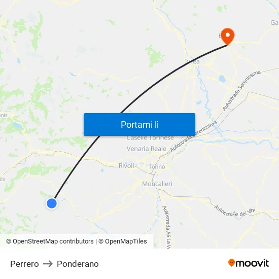 Perrero to Ponderano map