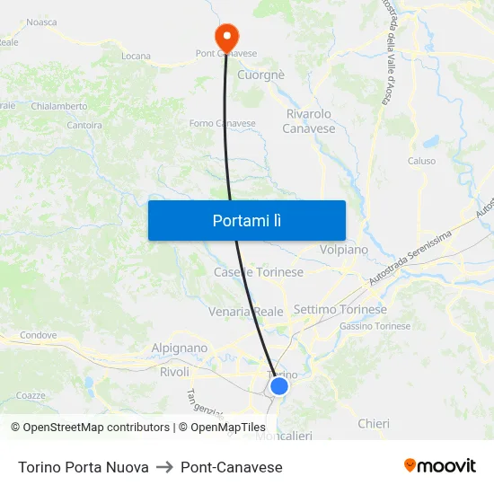 Torino Porta Nuova to Pont-Canavese map