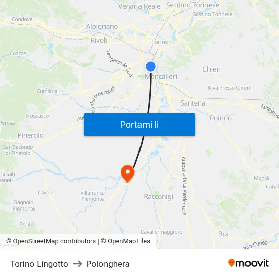 Torino Lingotto to Polonghera map