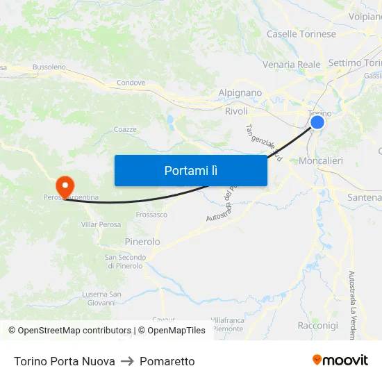 Torino Porta Nuova to Pomaretto map