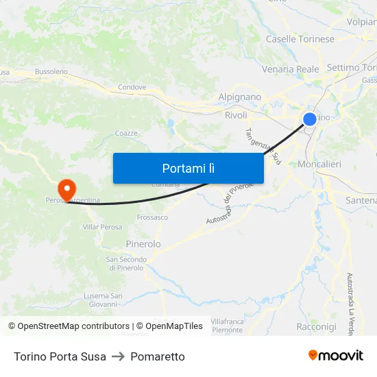 Torino Porta Susa to Pomaretto map