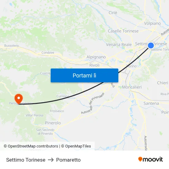 Settimo Torinese to Pomaretto map