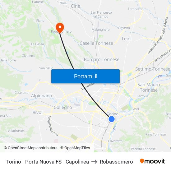 Torino - Porta Nuova FS - Capolinea to Robassomero map