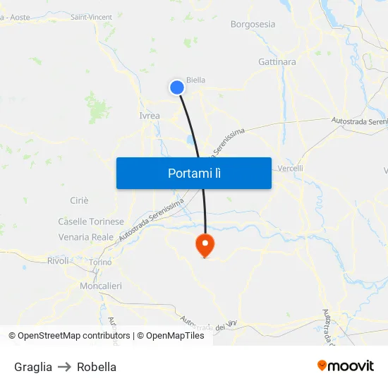 Graglia to Robella map