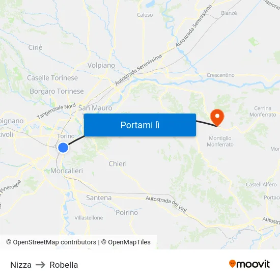 Nizza to Robella map