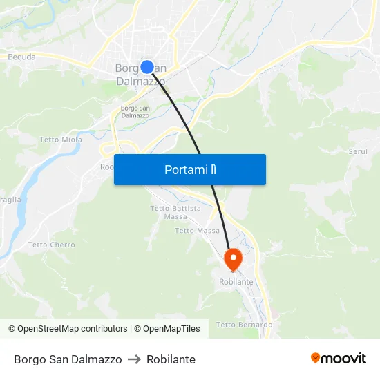 Borgo San Dalmazzo to Robilante map