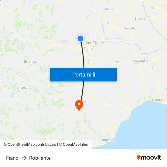 Fiano to Robilante map