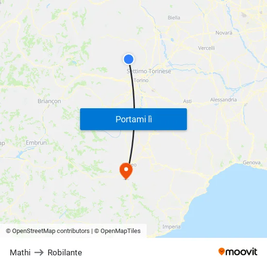 Mathi to Robilante map