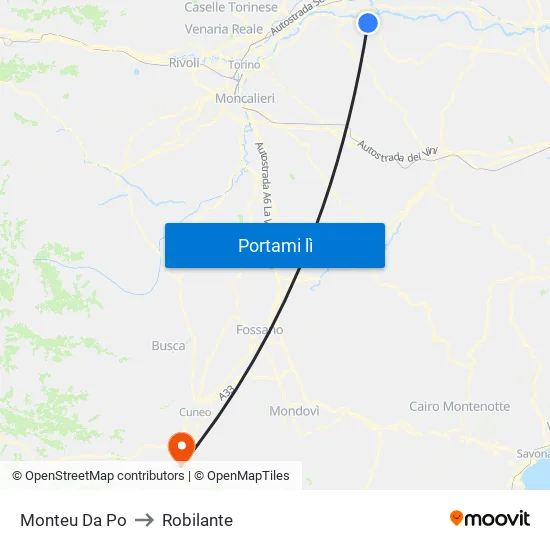 Monteu Da Po to Robilante map