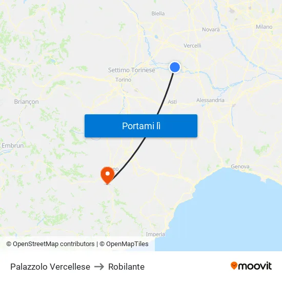 Palazzolo Vercellese to Robilante map