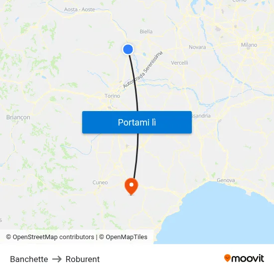 Banchette to Roburent map