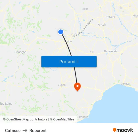 Cafasse to Roburent map