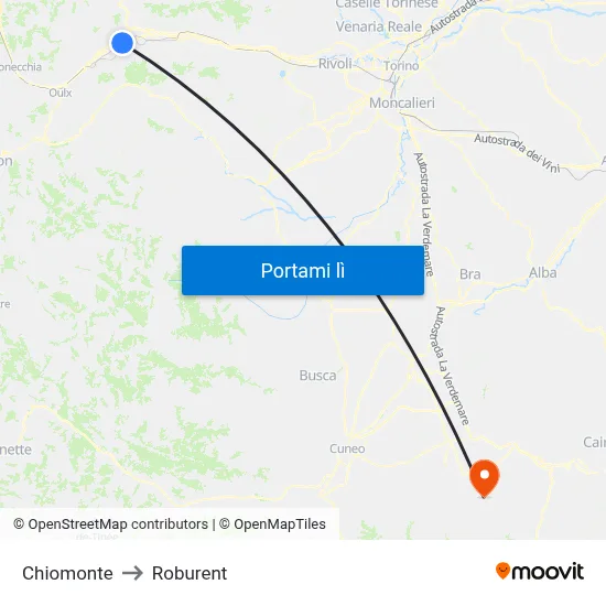 Chiomonte to Roburent map