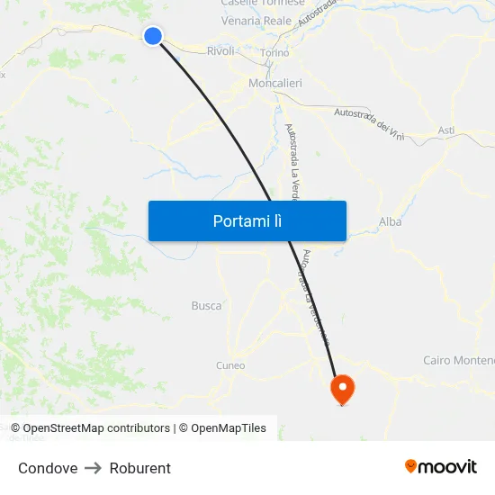 Condove to Roburent map