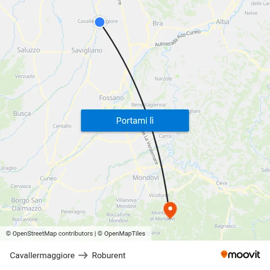 Cavallermaggiore to Roburent map