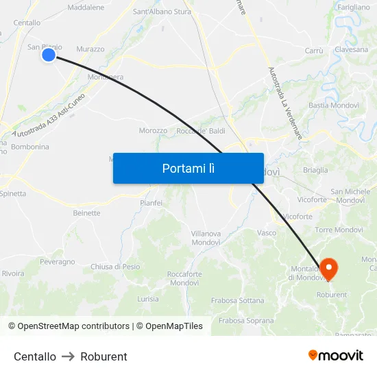 Centallo to Roburent map