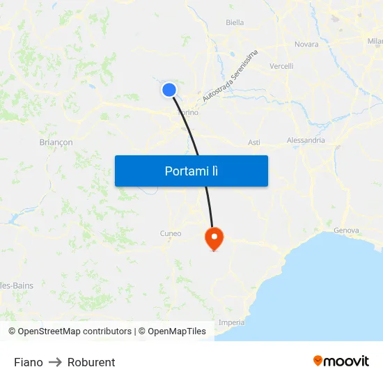 Fiano to Roburent map
