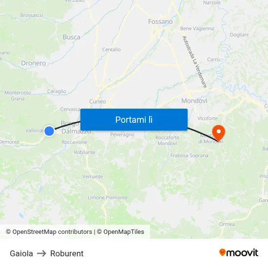Gaiola to Roburent map