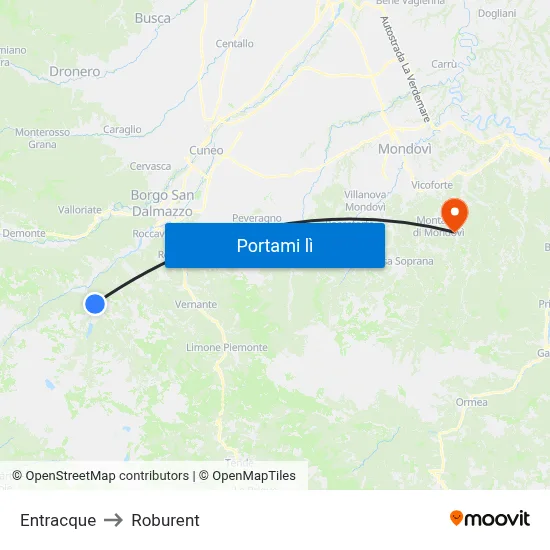 Entracque to Roburent map