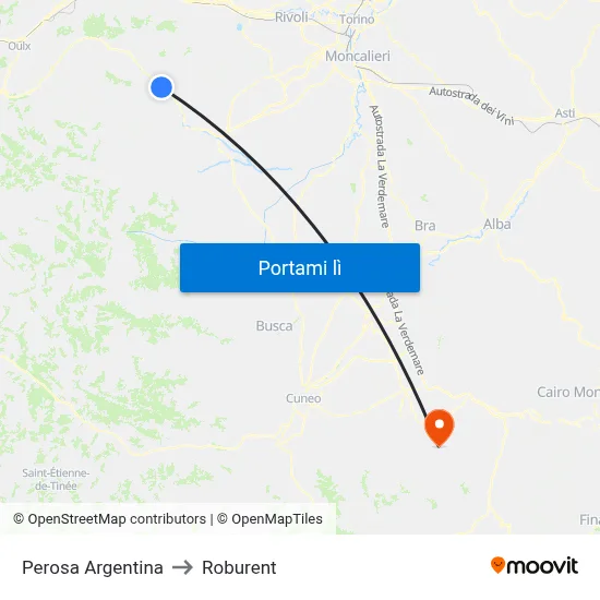 Perosa Argentina to Roburent map