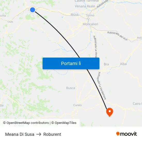 Meana Di Susa to Roburent map