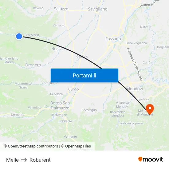 Melle to Roburent map