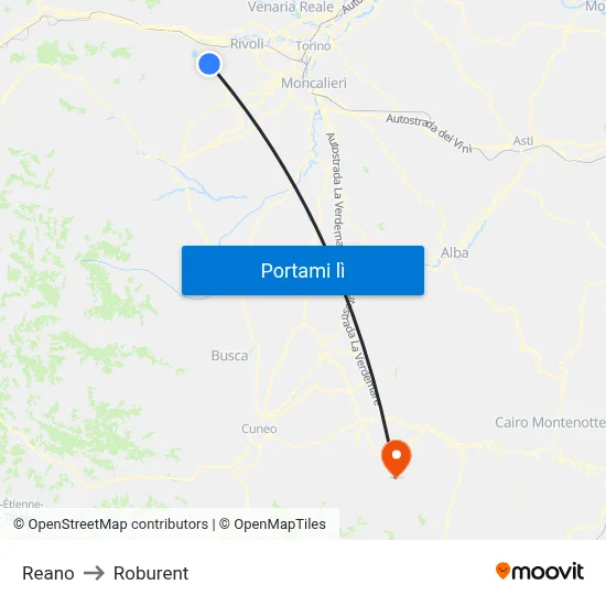 Reano to Roburent map