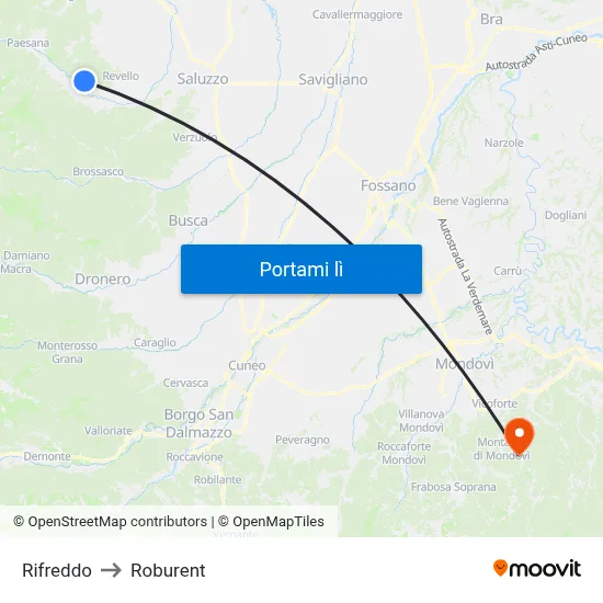 Rifreddo to Roburent map