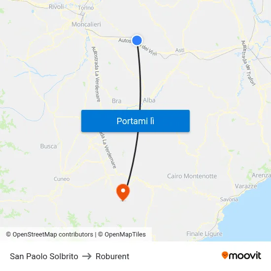 San Paolo Solbrito to Roburent map