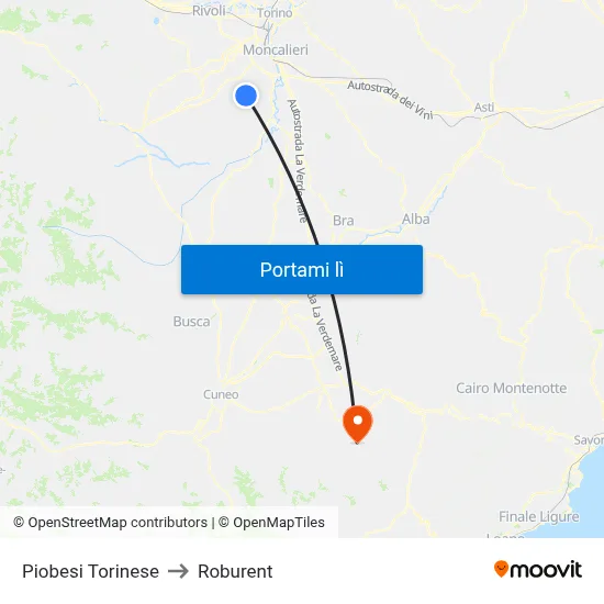 Piobesi Torinese to Roburent map