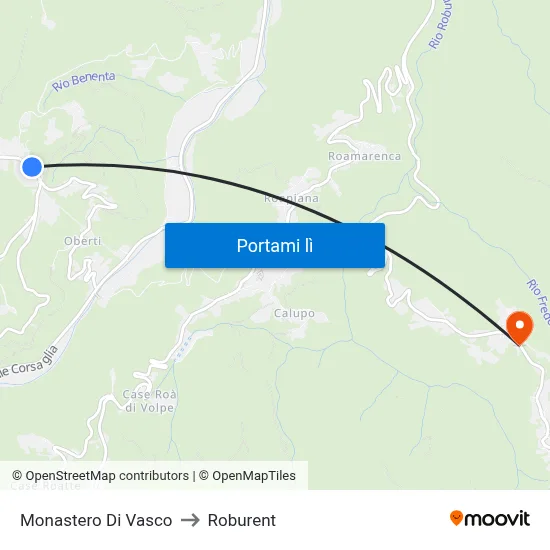 Monastero Di Vasco to Roburent map