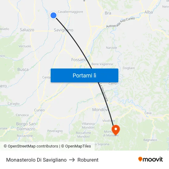 Monasterolo Di Savigliano to Roburent map