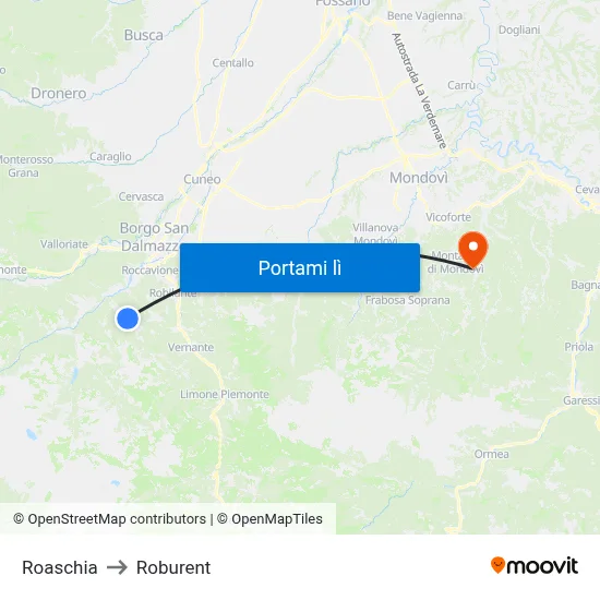 Roaschia to Roburent map