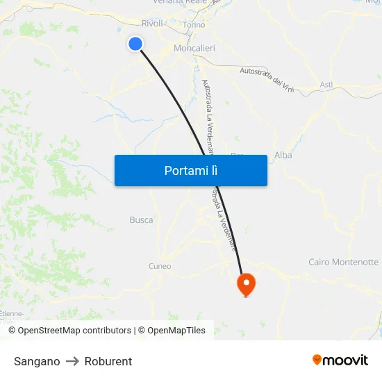 Sangano to Roburent map