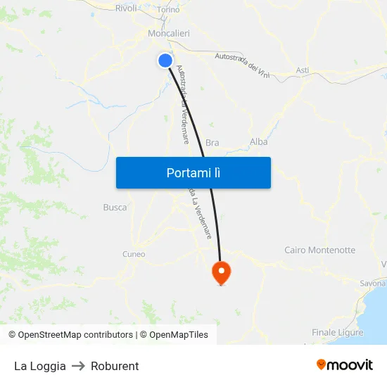 La Loggia to Roburent map