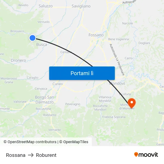 Rossana to Roburent map