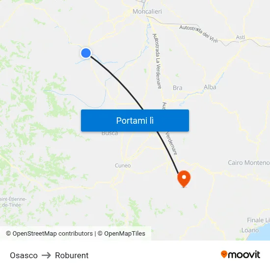 Osasco to Roburent map