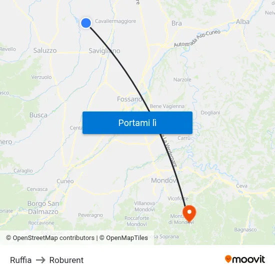 Ruffia to Roburent map