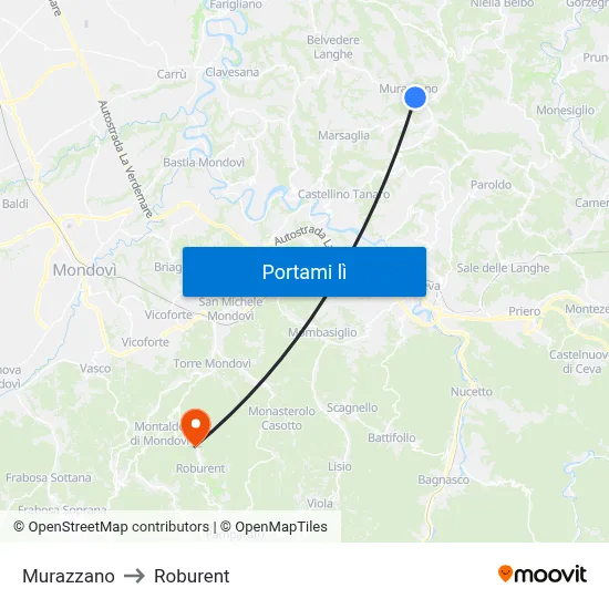 Murazzano to Roburent map