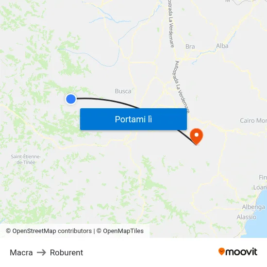 Macra to Roburent map