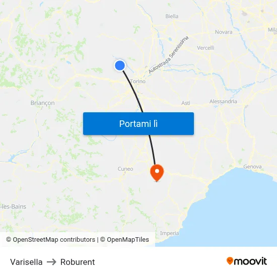 Varisella to Roburent map