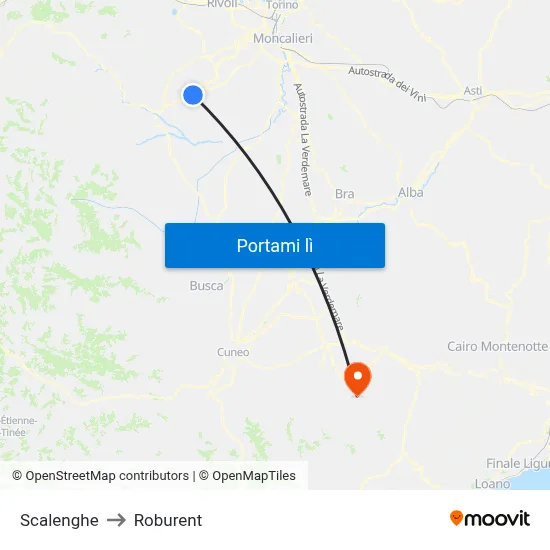 Scalenghe to Roburent map