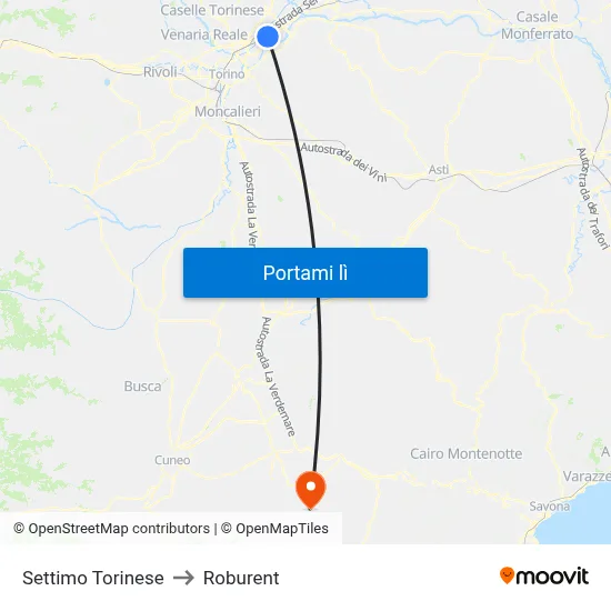Settimo Torinese to Roburent map
